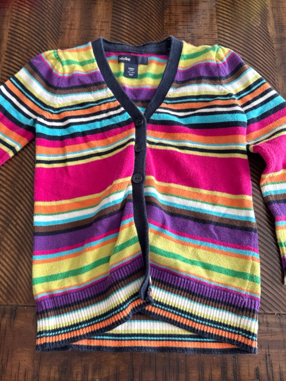 Vintage 09 Baby GAP girls 2T cardigan sweater rainbow stripes MINT CONDITION!